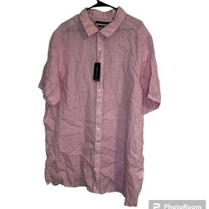PERRY ELLIS 100% Linen Button Down Mens Shirt 2XL Tall NWT